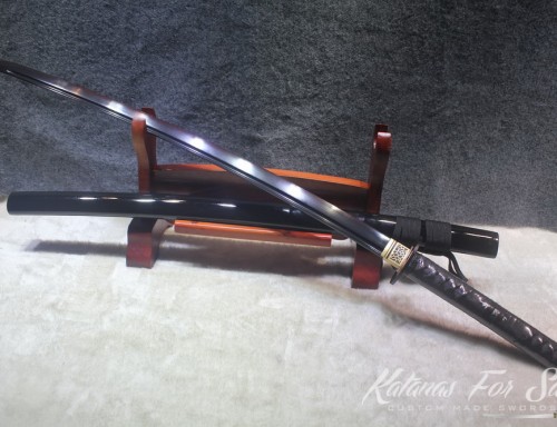 Japanese Black Acid T10 Clay Tempered Samurai Sword Katana & Wakizashi 